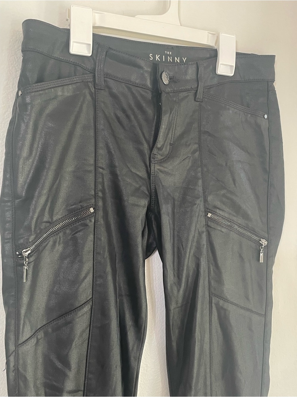 White House Black Market The Skinny Faux‎ Leather Moto Pants Womens Size 4 Black - Picture 3 of 4